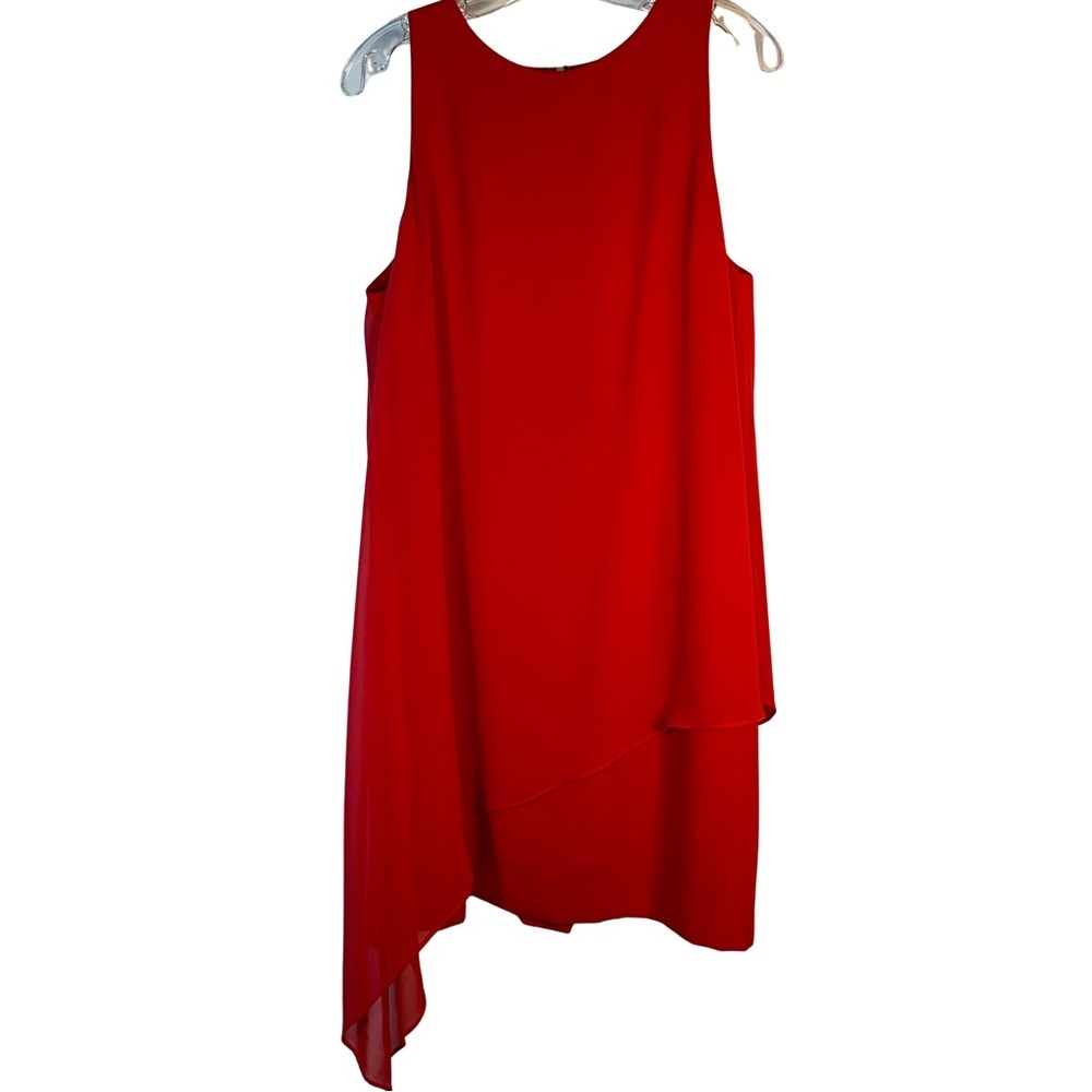 Tahari Red Asymmetrical Sleeveless Dress